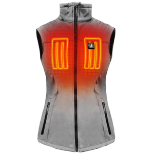 ActionHeat grey heated vest with visible orange heating elements on chest
