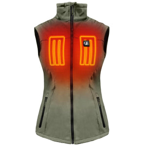 ActionHeat olive green heated vest with glowing orange chest heating elements