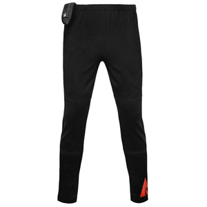 Black athletic leggings with elastic waistband and small logo on the lower leg
