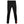 Black athletic leggings with elastic waistband and small logo detail on the lower leg