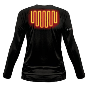 ActionHeat black long sleeve shirt with glowing red heating element on the back