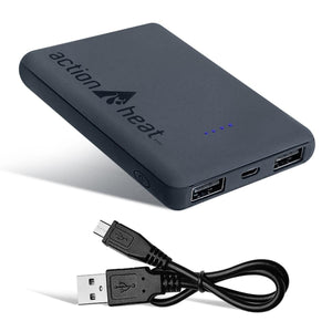 ActionHeat portable power bank with USB charging cable