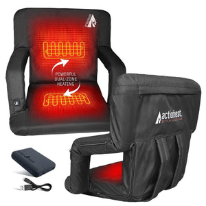 ActionHeat dual zone heated stadium seat with power bank and charging cable