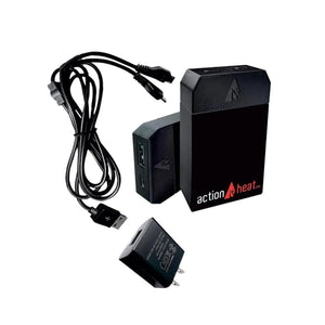 ActionHeat power bank with charging cable and wall adapter