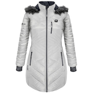 ActionHeat white insulated parka with faux fur hood trim and zippered pockets