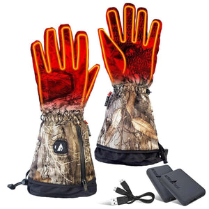 ActionHeat camouflage heated gloves with battery packs and charging cable