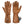 Pair of brown leather heated gloves with battery pack and power button