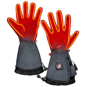 ActionHeat grey battery heated gloves with glowing orange heating elements