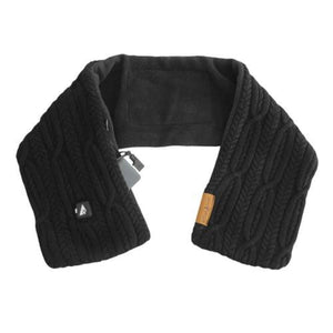 ActionHeat black cable knit heated scarf with power button and battery pocket