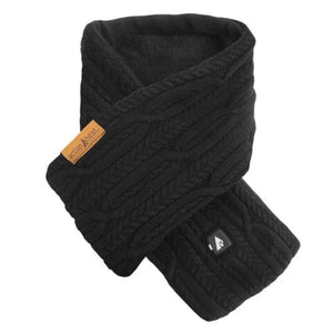 Black cable knit ActionHeat scarf with power button