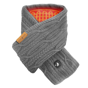 ActionHeat grey cable knit scarf with internal heating element and power button