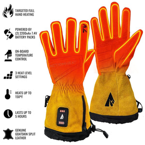 ActionHeat battery powered heated goatskin leather gloves with temperature control features