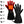 Black and red battery powered heated gloves with feature icons and text labels