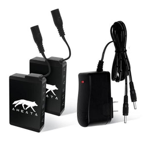 Aheata battery pack set with two batteries and a dual port wall charger