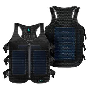 AlphaCool black mesh cooling vest with blue ice pack inserts