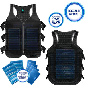 AlphaCool adjustable cooling vest with two sets of ice inserts