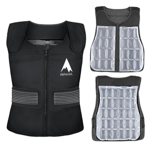 AlphaCool black cooling vest with internal ice pack inserts