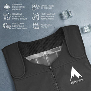 AlphaCool cooling vest features with phase change material and adjustable fit