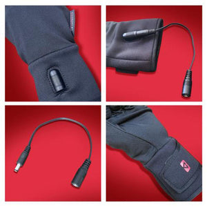 Gerbing heated glove features showing power cable and control button details