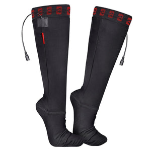 Gerbing black heated socks with power cables and red trim
