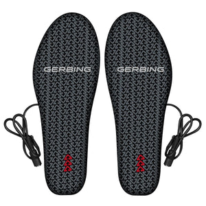 Gerbing heated shoe insoles with black patterned surface and power cables