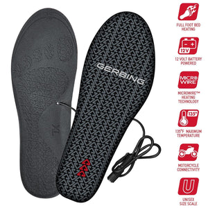 Gerbing heated insoles with 12V power cable and feature icons