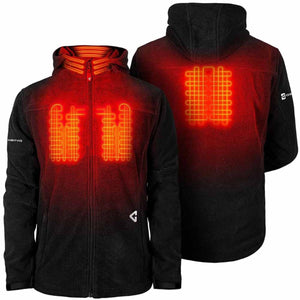 Gerbing heated hoodie showing front and back heating elements
