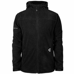 Black Gerbing fleece hooded jacket with full zip front and logo on sleeve and chest