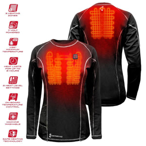Gerbing women long sleeve heated base layer with feature icons