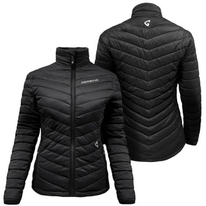 Gerbing black quilted jacket showing front and back views