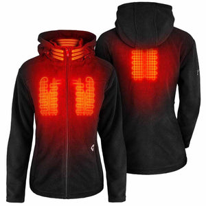Gerbing black heated hoodie showing front and back heating elements