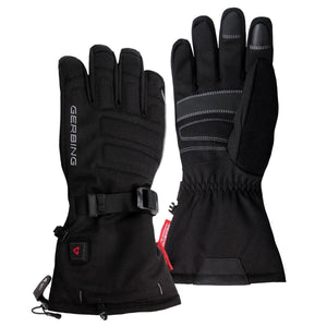 Gerbing black heated motorcycle gloves with adjustable wrist strap and power button