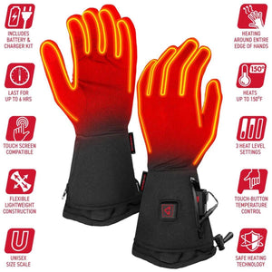 Gerbing heated gloves with battery kit and feature icons