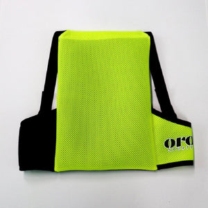 Neon yellow mesh Oro Sports back support brace with black straps