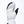 White and black leather ski mitten with elastic wrist