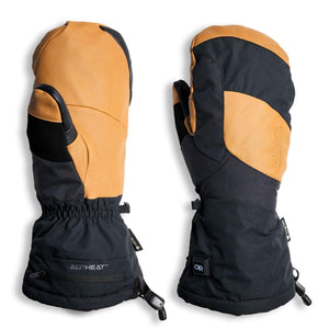 Outdoor Research AltiHeat heated mittens in black and tan