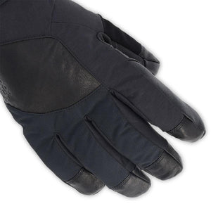 Black winter glove with leather palm and finger reinforcements