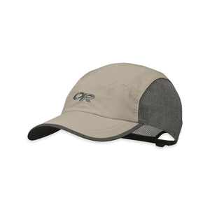 Outdoor Research tan baseball cap with mesh side panels and OR logo