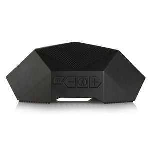 Outdoor Tech black geometric portable speaker with front control buttons