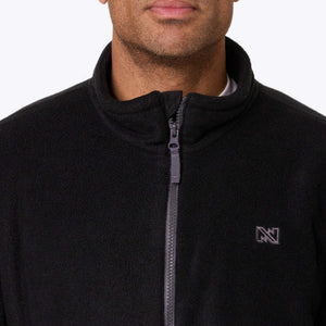 Mobile Warming black fleece jacket with high collar and front zipper