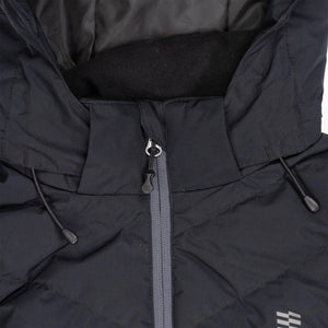 Mobile Warming black hooded jacket with grey zipper detail