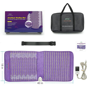 UTK Technology amethyst healing mat with carrying case, strap, manual, and digital controller