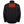 Back view of a black Mobile Warming heated jacket with a glowing red heating element graphic on the upper back