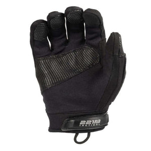 Black 221B Tactical glove with textured grip fingertips and wrist strap