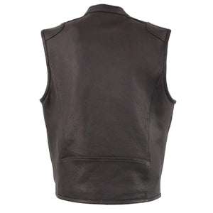 Back view of a black Milwaukee Leather motorcycle vest