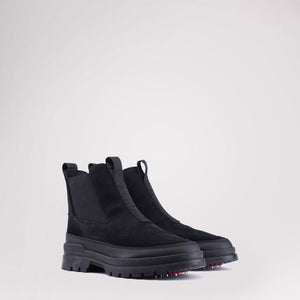 Pajar black suede and textile Chelsea boots with lug soles