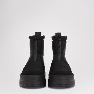 Pajar black quilted ankle boots with back zipper closure and thick platform soles