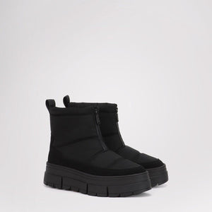 Pajar black quilted ankle boots with front zipper and thick platform sole