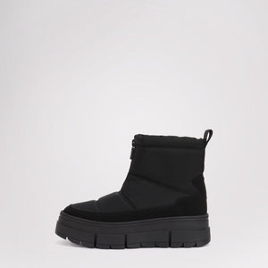 Pajar black quilted ankle boot with front zipper and thick lug sole