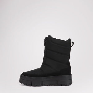 Pajar black quilted winter boot with front zipper and thick platform sole